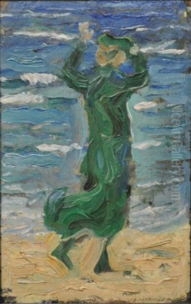 Woman In The Wind By The Sea - view 1