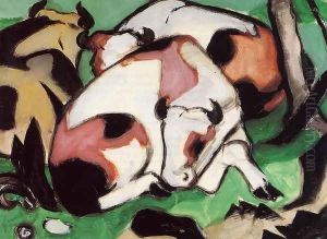 Ruhende Kuhe Aka Kauernder Steir by Franz Marc