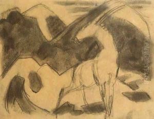 Gazelle in Landschaft by Franz Marc
