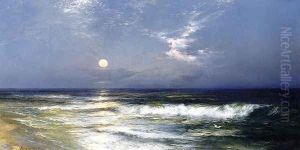 Moonlit Seascape2 by Thomas Moran