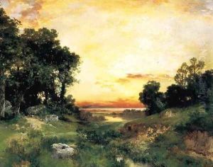 Sunset Long Island Sound by Thomas Moran