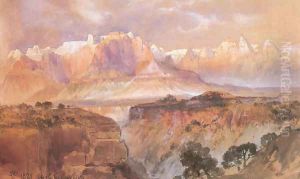 Cliffs Of The Rio Virgin South Utah by Thomas Moran