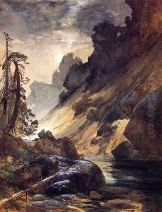 Moonlight, Devil's Den by Thomas Moran
