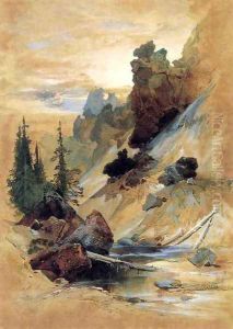 The Devils Den on Cascade Creek by Thomas Moran