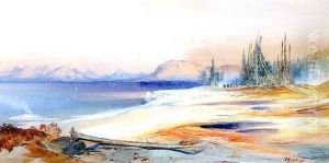 The Yellowstone Lake with Hot Springs