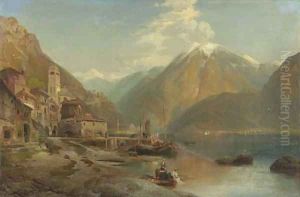 European Lake Scene by Thomas Moran
