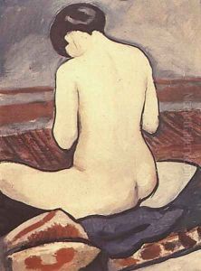Sitting Nude with Cushions (Sitzender Akt mit Kissen) 1911