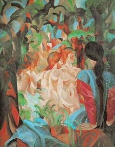 Bathing Girls with Town in the Background (Badende Madchen mit Stadt im Hintergrund)