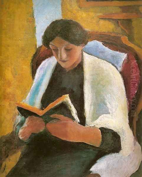 Woman Reading in Red Armchair (Lesende Frau im roten Sessel) - view 1