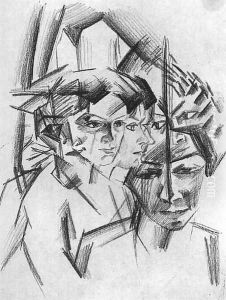Futurist Heads (Futuristiche Kopfe) 1913 by August Macke