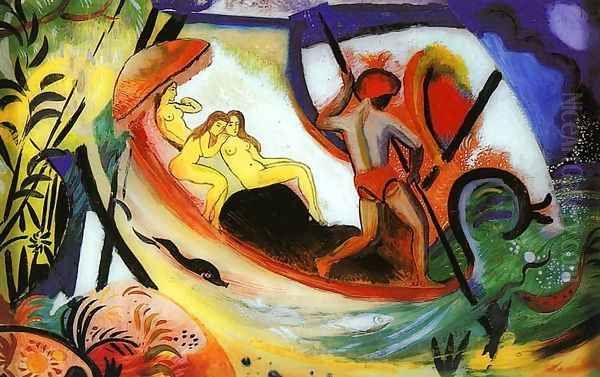 Three Girls in a Barque (Drei Madchen in einer Barke) 1911 - view 1