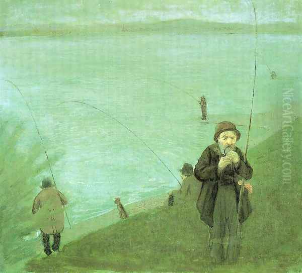 Anglers on the Rhine - view 1