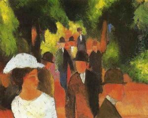 Promenade with Half-Length of Girl in White 1914 by August Macke