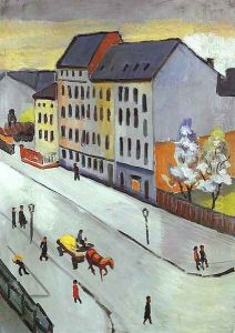 Our Street in Gray (Unsere Strasse in Grau) 1911 by August Macke