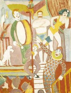 Curcus Picture II: Pair of Athletes, Clown and Monkey by August Macke