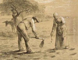 Peasants planting potatoes by Jean-Francois Millet