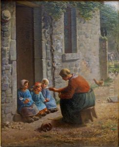 Feeding the Young, 1850 by Jean-Francois Millet