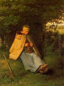 Woman making Cross-stitch