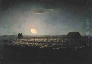 The Sheepfold, Moonlight, 1856-60
