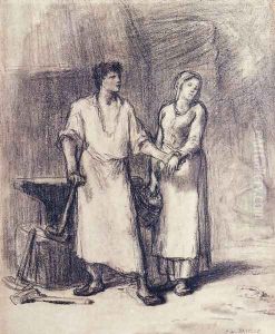The Blacksmith and His Bride by Jean-Francois Millet