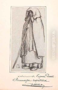 A Farmhand in a Cloak holding a Staff by Jean-Francois Millet