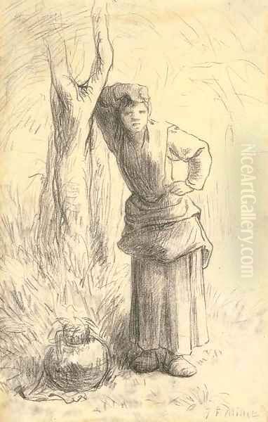 Milkmaid Leaning against a Tree - view 1