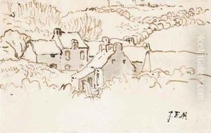 Village dans la campagne normande by Jean-Francois Millet