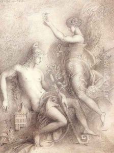Hesiod and the Muse 1857 by Gustave Moreau