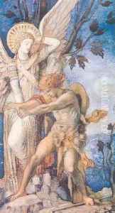 Jacob and the Angel 1878 by Gustave Moreau
