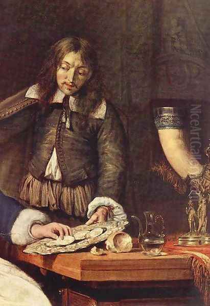 The Breakfast (detail) 1660 by Gabriel Metsu