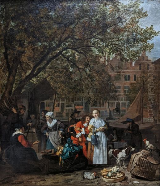 Vegetable Market in Amsterdam 1661-62 by Gabriel Metsu