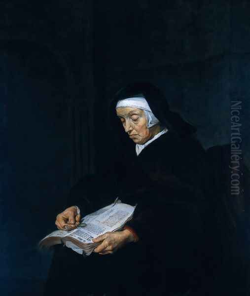 Old Woman Meditating - view 1