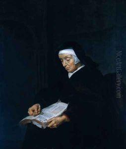 Old Woman Meditating by Gabriel Metsu