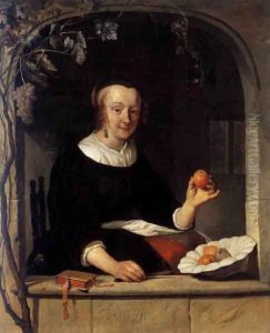 Lady Seated in a Window by Gabriel Metsu