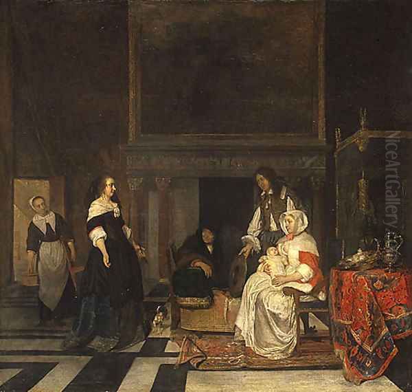 The Visit to the Nursery 1661 by Gabriel Metsu