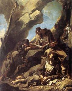 Three Capuchin Friars Meditating in their Hermitage (Tre frati cappuccini in meditazione nell'eremo) by Alessandro Magnasco