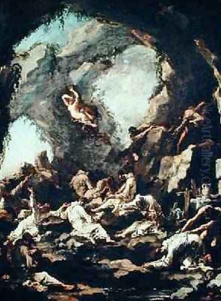 Monks in Prayer Tempted by the Devil - view 1