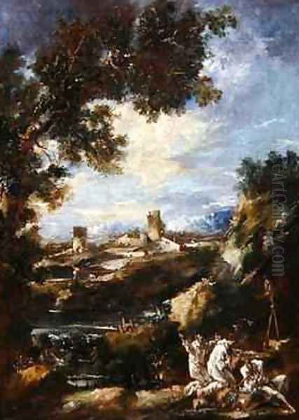 Landscape with Carmelite Friars Praying at a Roadside Shrine 1720 - view 1