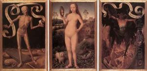 Triptych of Earthly Vanity and Divine Salvation (front) c. 1485 by (manner of) Memling, Hans