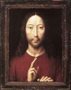Christ Giving His Blessing 1481 by (manner of) Memling, Hans