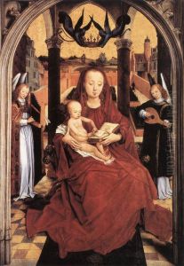 Virgin And Child Enthroned With Two Musical Angels by (manner of) Memling, Hans