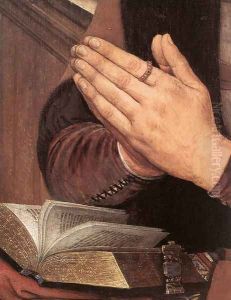 Diptych of Maarten Nieuwenhove (detail-2) 1487 by (manner of) Memling, Hans