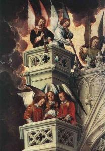 Last Judgment Triptych (detail-2) 1467-71 by (manner of) Memling, Hans