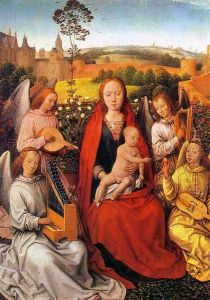 Virgin and Child with Musician Angels 1480 by (manner of) Memling, Hans