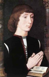 Young Man at Prayer c. 1475 by (manner of) Memling, Hans