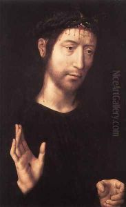 Man of Sorrows 1480s by (manner of) Memling, Hans