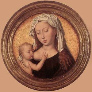 Virgin Suckling the Child 1487-90 by (manner of) Memling, Hans