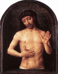 Man of Sorrows 1490 by (manner of) Memling, Hans