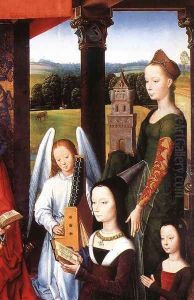 The Donne Triptych [detail: 4, central panel] by (manner of) Memling, Hans