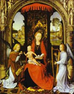 Madonna And Child With Angels 1480 by (manner of) Memling, Hans